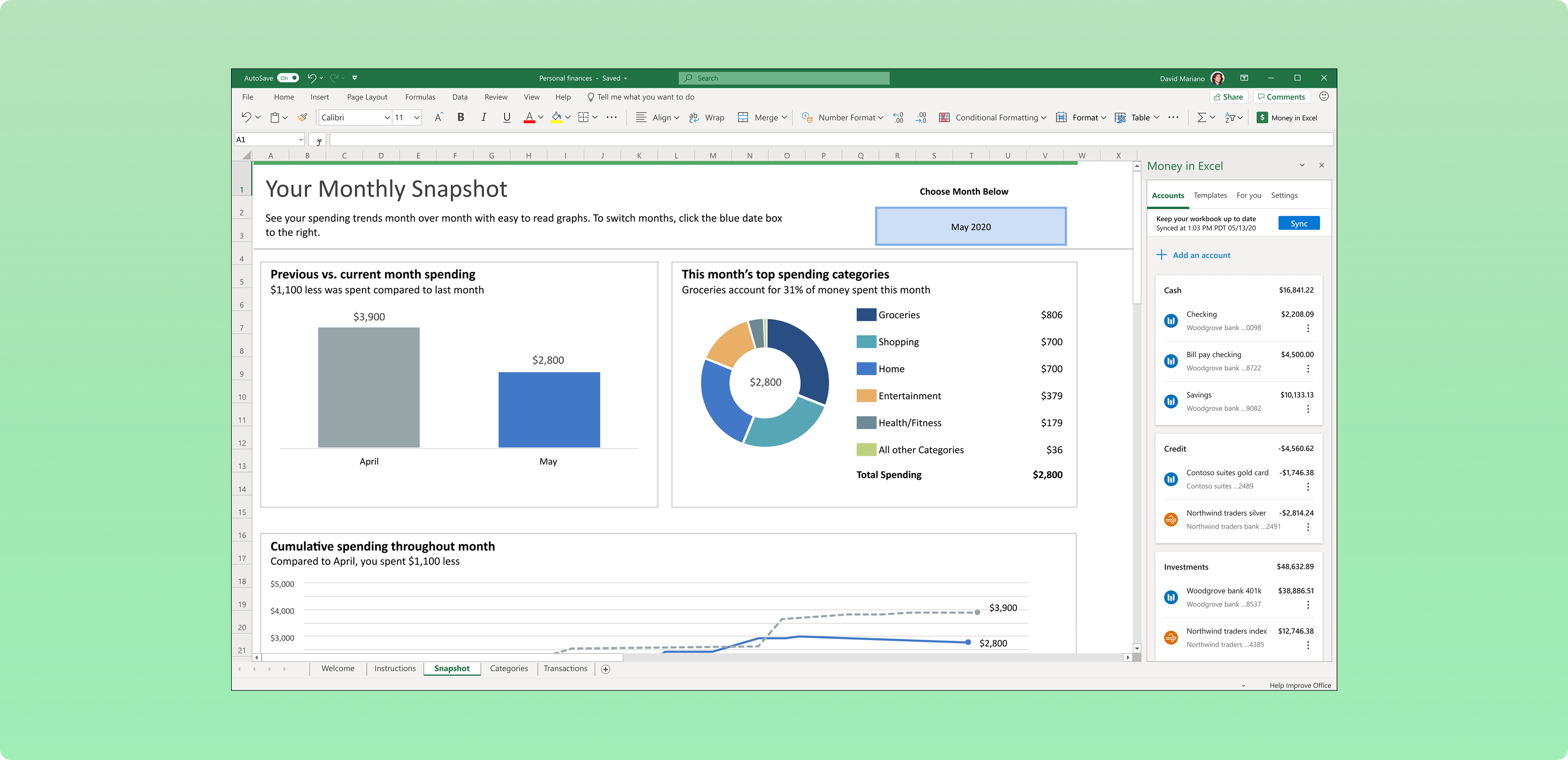 Microsoft Excel connect account